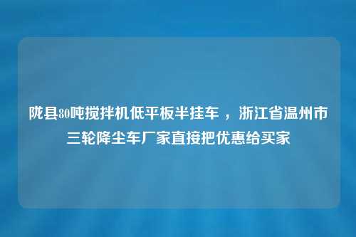 陇县80吨搅拌机低平板半挂车 ，浙江省温州市三轮降尘车厂家直接把优惠给买家
